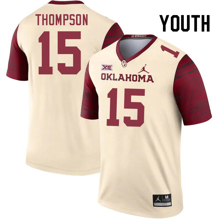 Youth #15 Brenen Thompson Oklahoma Sooners College Football Jerseys Stitched Sale-Cream